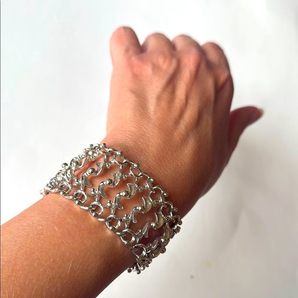 Vintage Sarah Coventry Elegant Silver Tone Chain Link Statement Bracelet - Picture 1 of 5